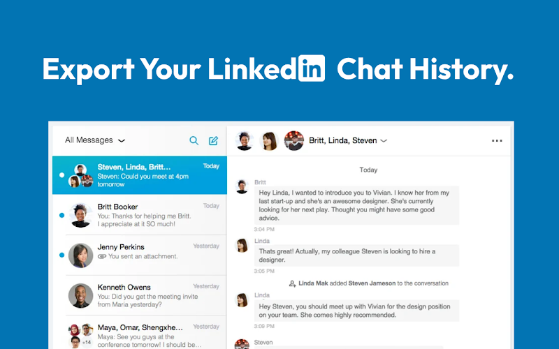 Export LinkedIn Chat extension — download a LinkedIn conversation with all images and files